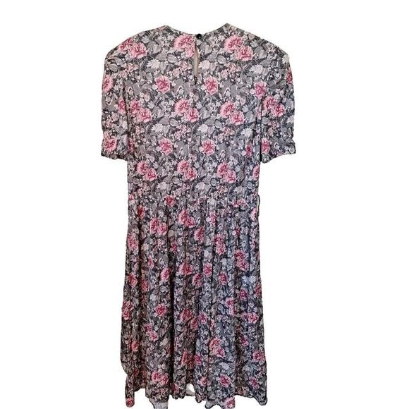 Vintage 80s Floral Print Short Sleeve Dress Cottagecore Women Size Petite Large - Picture 6 of 11